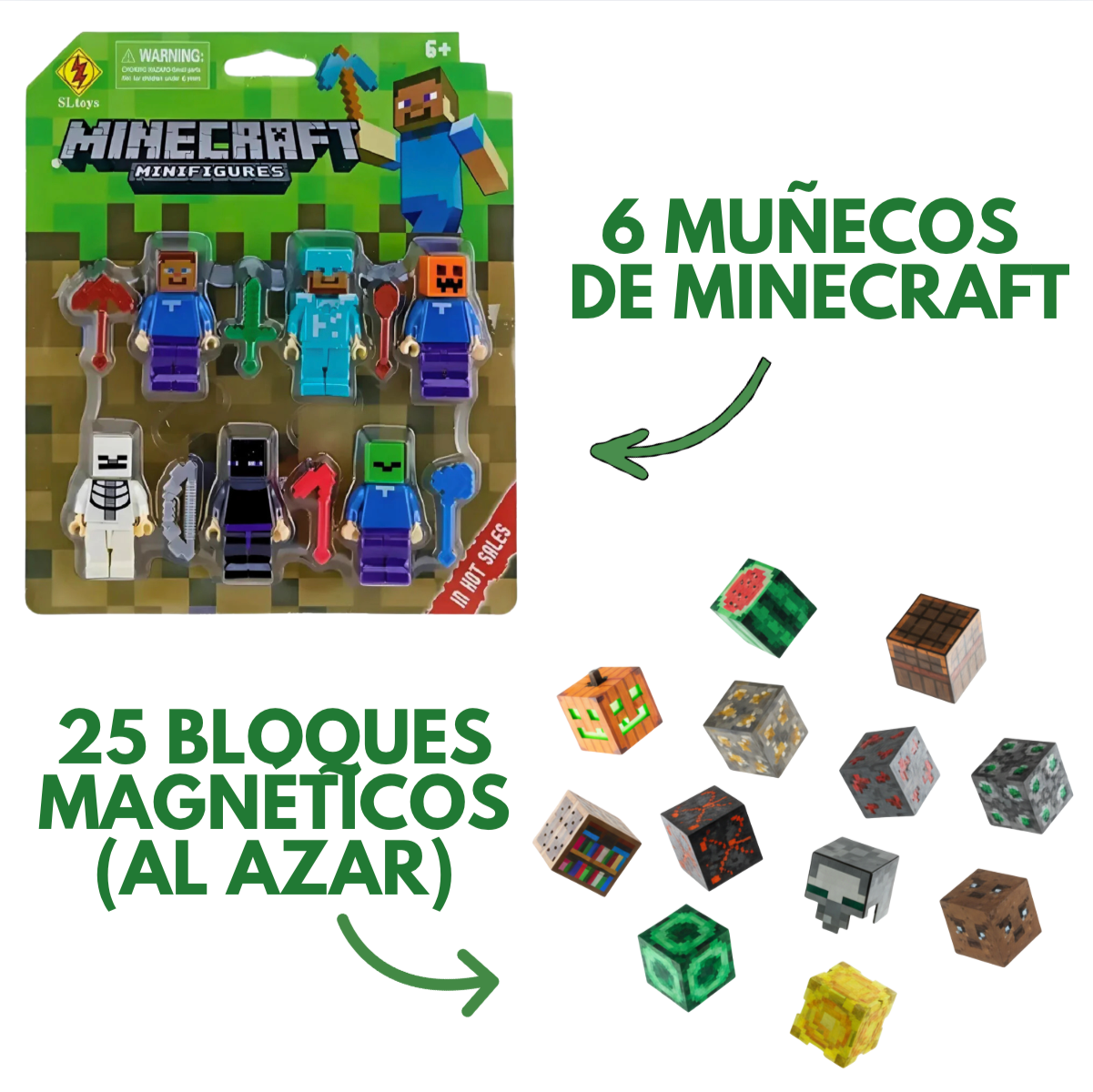 6 Muñecos + 20 Bloques magnéticos